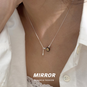 925纯银黄水晶爱心火柴头项链女锁骨链个性小众创意时尚潮送女朋友老婆情人节七夕生日礼物