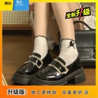聚范英伦风厚底乐福鞋女2024新款黑色鞋子百搭单鞋配裙子小皮鞋