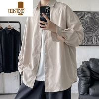 YANXU长袖衬衫男港风日系宽松外穿衬衣潮ins百搭痞帅寸衫外套夏季