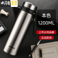 三维工匠保温壶不锈钢热水瓶大容量便携家庭旅游保温壶户外车载暖瓶 银灰色