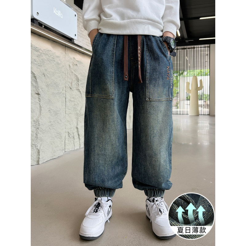 儿童装男童夏装防蚊裤2025新款牛仔宽松裤子大童薄款男孩休闲夏季