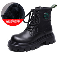[清仓福利价]头层牛皮加绒马丁靴女英伦风厚底短靴秋冬新款系带
