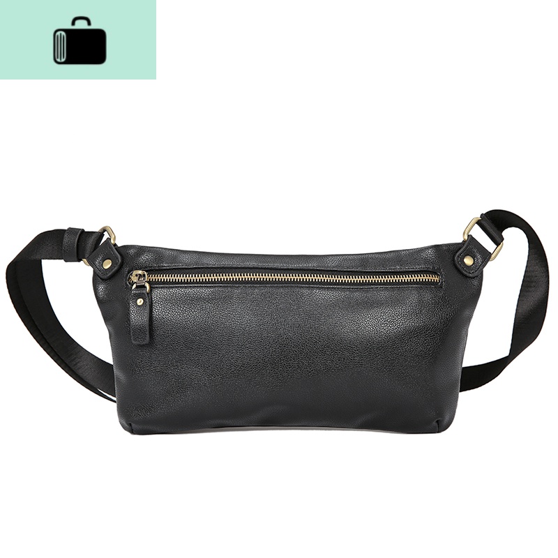 简约新款男士小包时尚青年小胸包单肩包运动骑行斜跨包腰包大容量NEW LAKE 黑色腰包男