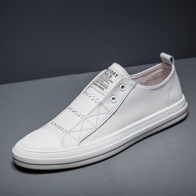 XBL新款春季休闲鞋新款小白鞋男真皮时尚百搭潮流板鞋韩版男士休闲皮鞋男鞋子白色41码