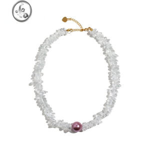 JiMi7CHEN 欧美透明水晶紫珍珠项链高级小众个性设计锁骨链颈链饰品女 摩登舞