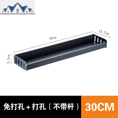 黑色厨房置物架壁挂式免打孔家用太空铝调味架调料收纳架厨房 三维工匠