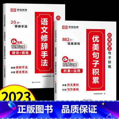 [实惠两本套]优美句子+语文修辞手法 小学通用 [正版]小学语文优美句子积累大全 2023新版 语文修辞手法一二三四五六