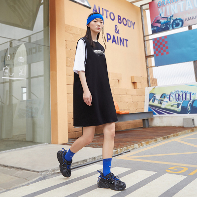 初语T恤连衣裙夏运动风拼接半袖纯棉可盐可甜裙子新款2021潮