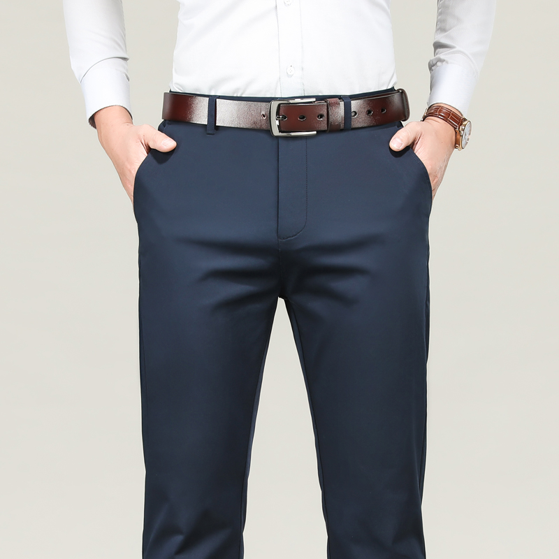 金盾(KIN DON)男裤秋冬季天丝休闲裤男宽松直筒商务西裤中年长裤子