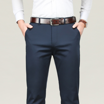 金盾(KIN DON)男裤秋冬季天丝休闲裤男宽松直筒商务西裤中年长裤子