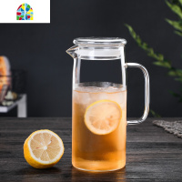 大容量玻璃冷水壶扎壶耐热家用凉水杯加厚水具果汁壶 FENGHOU 1200ml直身玻璃盖款凉水壶