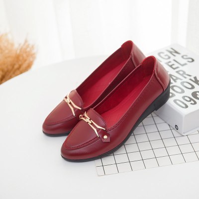 奔典品牌2020秋季新款妈妈鞋单鞋防滑软底坡跟中老年人皮鞋休闲工作鞋女鞋