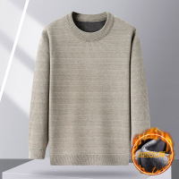 加绒加厚绵羊毛保暖针织衫日常休闲加绒羊毛衫中青年纯色毛衣男