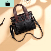 皮软皮多口袋包包女2020新款潮时尚百搭手提女包单肩斜挎包休闲NEW LAKE 黑色女斜挎包