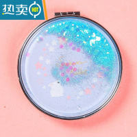 敬平小镜子女随身携带迷你化妆镜ins风双面便携学生手持折叠镜子家用 赏花兔[圆形]便携式用镜