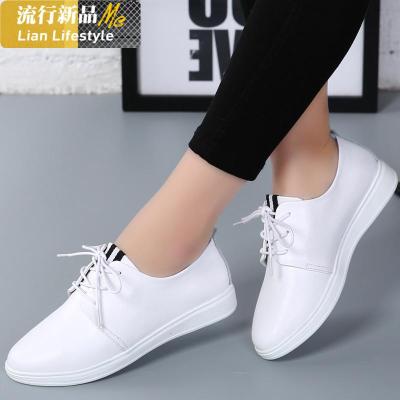 2020春秋新款女鞋小白鞋女真皮韩版百搭休闲鞋单鞋平底平跟小皮鞋知义(ZHIYI)休闲鞋