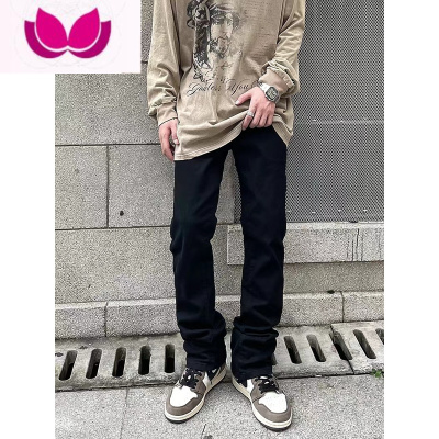 七斓欧美高街vibe风痞帅小众牛仔裤男ins潮牌宽松显瘦微喇叭直筒长裤