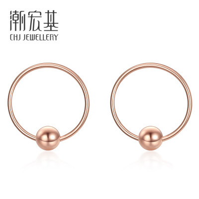 潮宏基魔力圆系列-大小圆圈18K金耳钉玫瑰金彩金耳钉耳环耳饰女款FQ