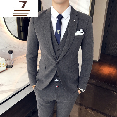 NEWLAKE西服套装男士三件套韩版修身四季新郎结婚伴郎礼服英伦职业小西装