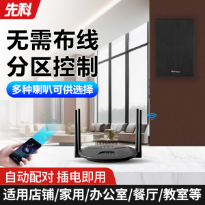 先科(SAST) 无线发射音响 RR808+D3一拖二带2个无线壁挂喇叭 音箱无需布线即插即用吊顶嵌入式吸顶喇叭音箱