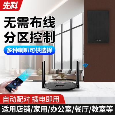 先科(SAST) 无线发射音响 RR808+D3一拖二带2个无线壁挂喇叭 音箱无需布线即插即用吊顶嵌入式吸顶喇叭音箱