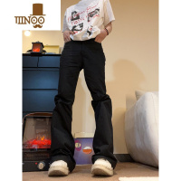 YANXUNECOYEP2023美式高街黑色微喇西裤休闲直筒裤男ins潮流百搭长裤