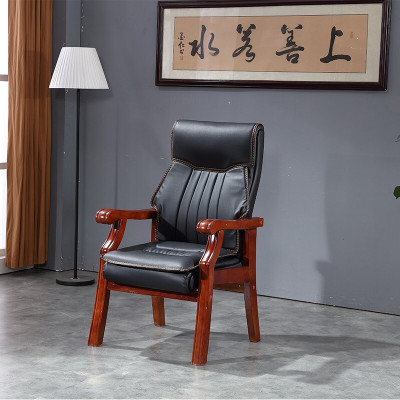 尔迈 实木会议椅办公椅老板班前会客椅子 西皮
