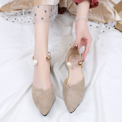 包头凉鞋女2021夏季新款韩版百搭中空一字扣单鞋女尖头网红平底鞋诺妮梦