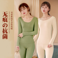 秋冬季保暖内衣女士AB面圆领无痕秋衣秋裤套装内穿打底保暖衣_989