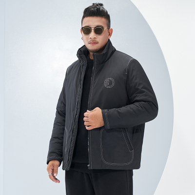 NEWLAKE大码棉服冬季新款短款外套加肥加大宽松线条撞色刺绣高领棉衣棉衣