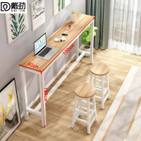 戴劲家用吧台奶茶店高脚桌商业长条桌酒吧台桌椅组合100*40*100+2凳