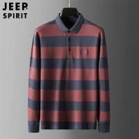 JEEP SPIRIT秋季男士潮流时尚百搭纯棉条纹翻领长袖T恤