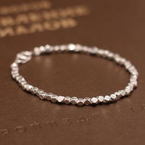 原创银饰随形手串925纯银复古手工银简约民族风饰品碎银几两手链送女朋友老婆情人节七夕生日礼物