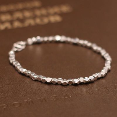 原创银饰随形手串925纯银复古手工银简约民族风饰品碎银几两手链送女朋友老婆情人节七夕生日礼物