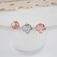 韩国直送圈形 小星球彩钻耳骨钉耳蜗钉时尚女生钛钢针螺丝拧堵送女朋友老婆情人节七夕生日礼物