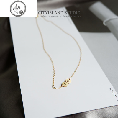 可戴着洗澡!城市岛屿你的名字定制英文字母数字项链14K包金锁骨链 JiMi