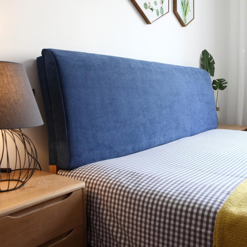 美帮汇定制北欧实木床上靠垫榻榻米无床头板软包自粘布艺罩可拆洗 深蓝色 定制请联系客服