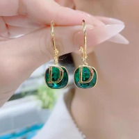 2025新款时尚气质百搭小众设计感D字母耳环女925纯银针绿色耳坠女送女朋友老婆情人节七夕生日礼物