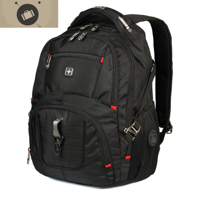 SUISSEWIN双肩包商务背包旅行包电脑包休闲学生书包男女艾狄伊娃黑色