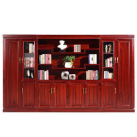 汐岩办公家具 落地实木贴皮酸枝红文件柜 家用书柜 老板柜 3685