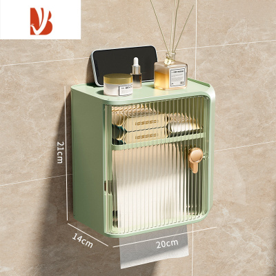 三维工匠卫生间纸巾盒厕所免打孔壁挂式抽纸盒洗手间卫生纸卷纸防水置物架 升级豪华款-薄荷绿[抽纸卷纸通用]