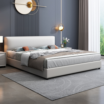 欧梵森 床 现代简约轻奢真皮床双人床1.5m主卧床家用储物床实木床1.