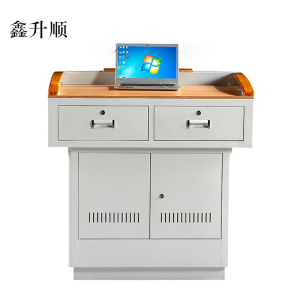 鑫升顺学校多媒体讲台钢制讲台演讲台中控讲台办公桌操作台1000*700*1000mm(木面款)(不含显示器)