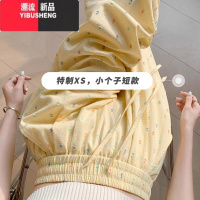 YIBUSHENG日多巴胺黄色长裤女小众彩点阔腿裤145cm小个子格纹直筒休闲裤