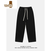 YANXU黑色垂感直筒卫裤男夏季宽松基础款秋季薄款美式运动休闲长裤潮牌