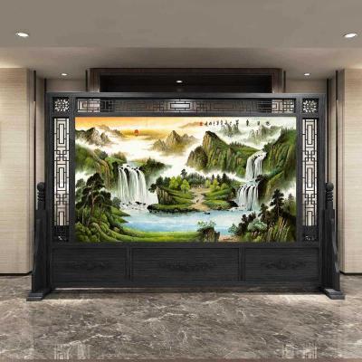 中式实木屏风 进大厅隔断 公司单位屏风酒店实木大座屏 三周镂空280宽*200高 整装