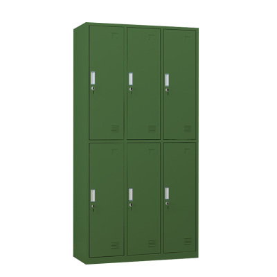 阿拉贡铁皮更衣柜宿舍储物柜钢制内务柜制式绿皮衣帽柜绿色6门更衣
