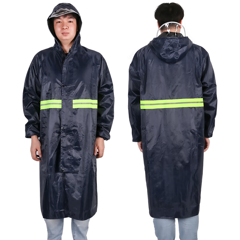 援邦 雨衣 单层/牛津布/前后反光条/藏青色/成人连体雨衣