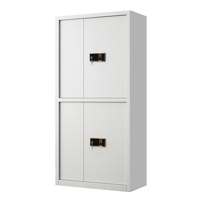 铭威盾指纹电子保密柜钢制密码文件柜档案柜矮柜保密资料柜办公柜通双节白色:钥匙指纹锁