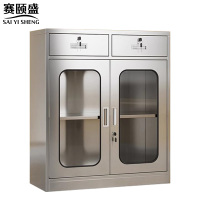赛颐盛不锈钢矮柜二斗玻璃门900*400*1000mm(201)台